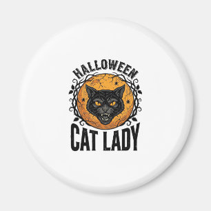 Halloween Kattdam Vintage Svart Katt Tröja Design Magnet