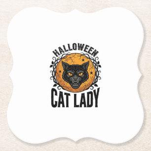 Halloween Kattdam Vintage Svart Katt Tröja Design Underlägg Papper