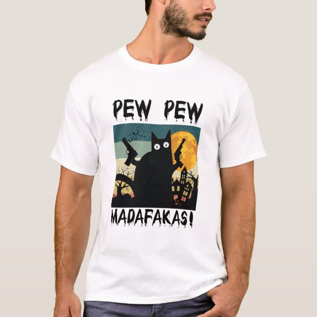 Halloween-kattdesign T Shirt (Framsida)