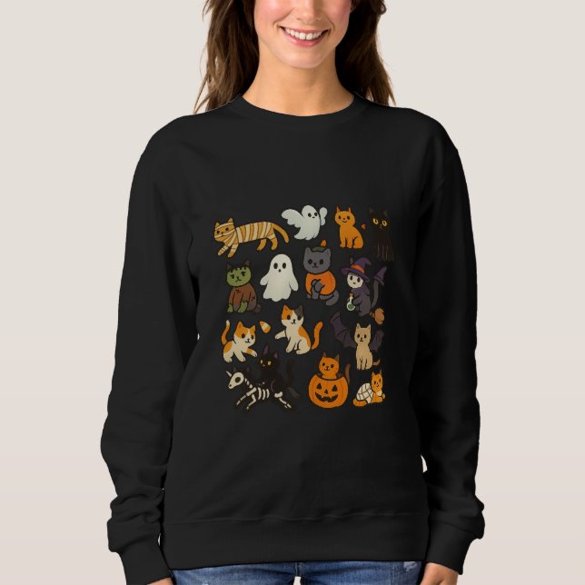 Halloween-katter - Cute Cats in Costumes Design T Shirt (Framsida)
