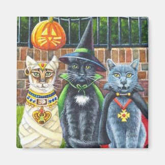 Halloween-katter i Costume Watercolor Art Magnet