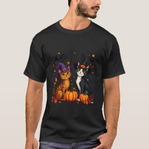 Halloween katter i häxhattar med pumpadesign t shirt