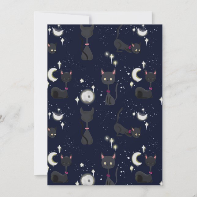 Halloween-katter i vykort för natten (Framsida)