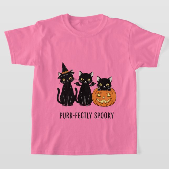 Halloween-katter med en pumpa  t shirt (Laydown)