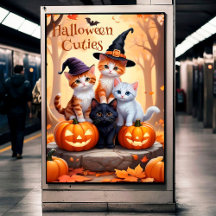 Halloween-katter med Pumpkins Wall Poster