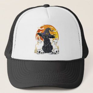 Halloween-katter med Witch Hat Costume Hat Tee Hoc Keps