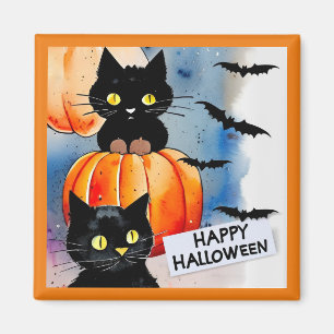 Halloween-katter och Fladdermus-magnet Magnet