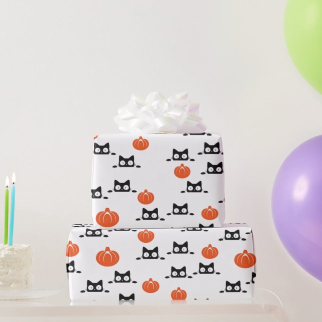 Halloween-katter och Pumpkins Wrapping Papper Presentpapper (Festgåvor)