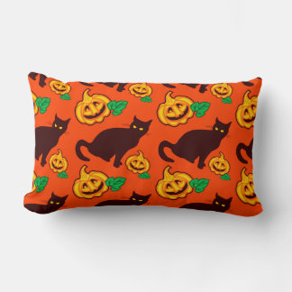 Halloween-katter och pumpor. Tvåsidig utformning Lumbarkudde