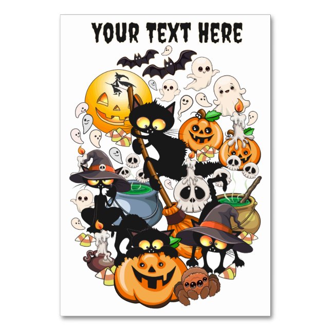 Halloween Katter Rolig Fest Bordsnummer (Framsidan)