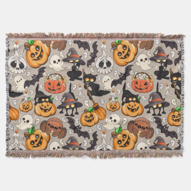 Halloween Katter Rolig Fest Filt (Framsidan)