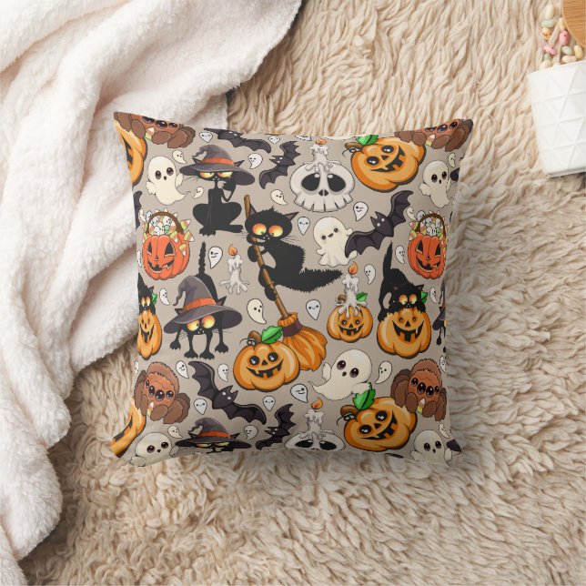 Halloween Katter Rolig Fest Kudde (Filt)
