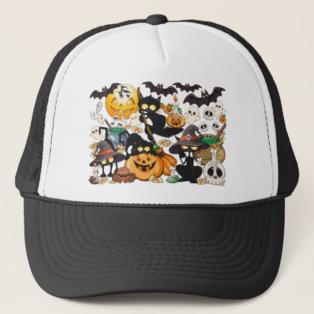 Halloween Katter Rolig Party Keps (Framsida)
