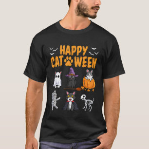 Halloween Katter Skum Holiday Söt Kattunge Katt Ha T Shirt