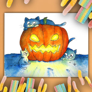 Halloween Katter Vykort