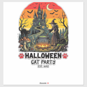 Halloween kattfest firande häxa Kittel Svarta katt Klistermärken