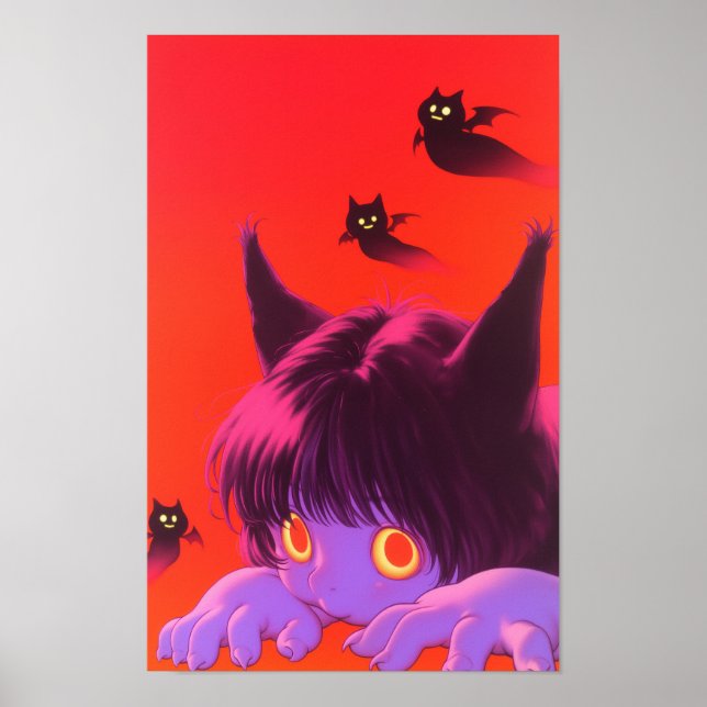 Halloween Kattflicka Poster (Framsidan)