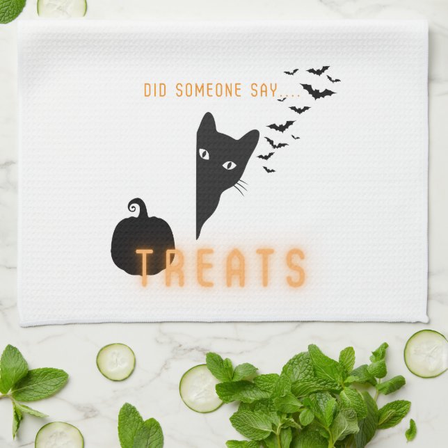 Halloween Kattgodis Kökshandduk (Vikta)