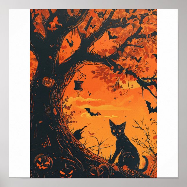 Halloween-kattkonst Poster (Framsidan)