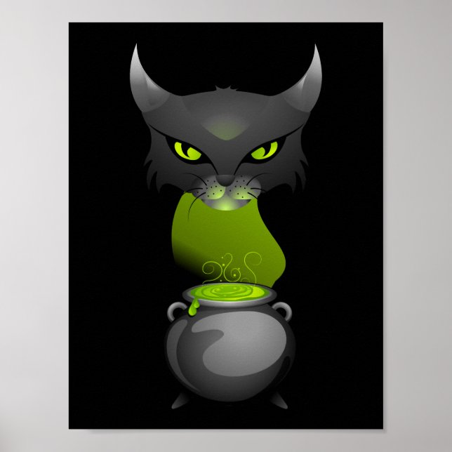 Halloween-kattlåda med Grönt ånga Poster (Framsidan)
