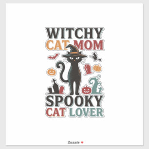 Halloween Kattmamma Vintage Häxig Kattälskare Desi Klistermärken