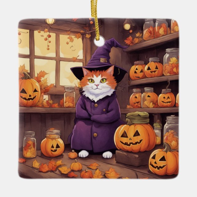 halloween katträd #2 julgransprydnad keramik (Framsida)