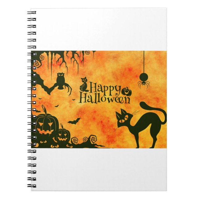 Halloween-kattScary Surreal Atmosphere Anteckningsbok (Framsidan)