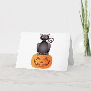 Halloween kattsitta på pumpaillustration kort