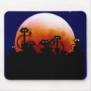 Halloween kattungar och Halloween måne Mousepad Musmatta