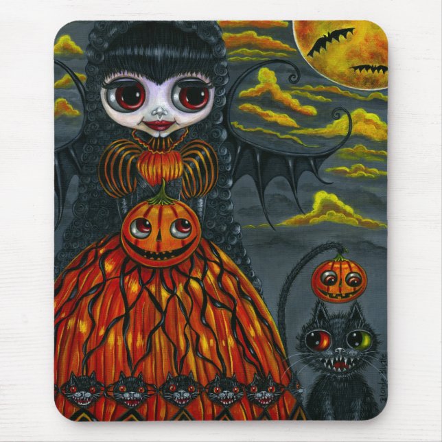 Halloween Kattunge Fairy Mousepad Musmatta (Framsidan)