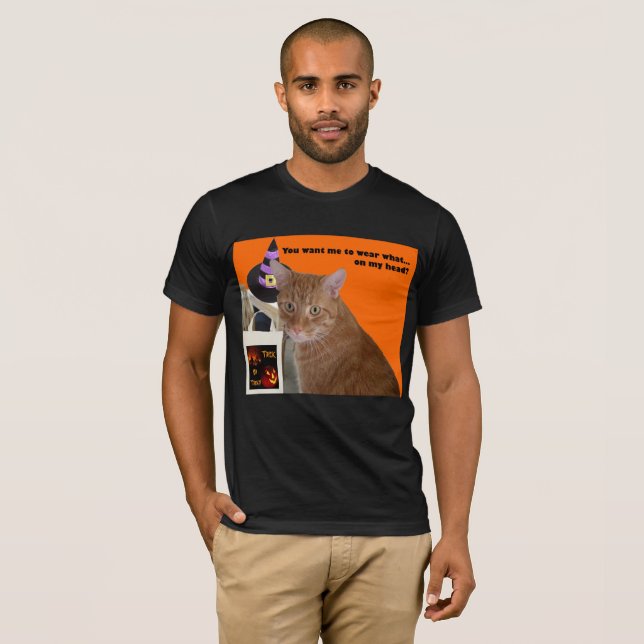 Halloween Kattunge Funny Bära Vad T-shirt (Hel framsida)