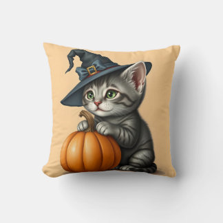 Halloween Kattunge, Halloween Katt som bär häxhatt Kudde