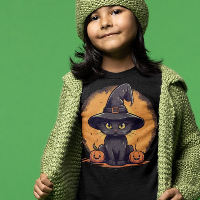 Halloween Kattunge i Hat T Shirt (Skapare uppladdad)