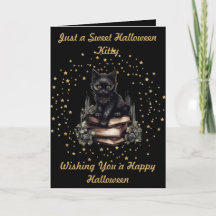 Halloween Kattunge med Faux Guld Stars & Bokar Car