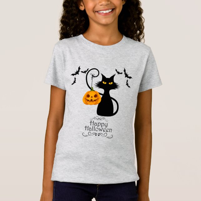 Halloween Kattunge med Pumpkin T Shirt (Framsida)