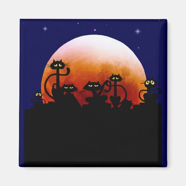 Halloween Kattunge och Halloween Måne Magnet (Framsidan)