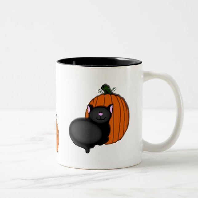 Halloween kattunge och pumpa Två-Tonad mugg (Höger)