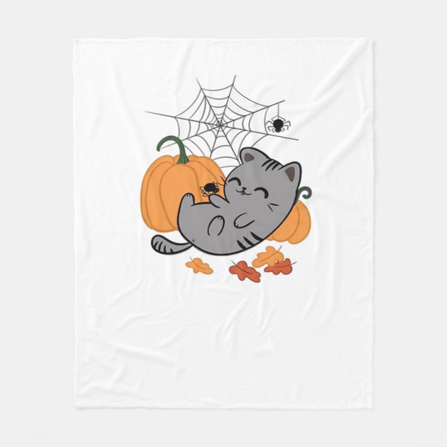 Halloween Kattunge och Spiders Classic T-Shirt Fleecefilt (Framsidan)