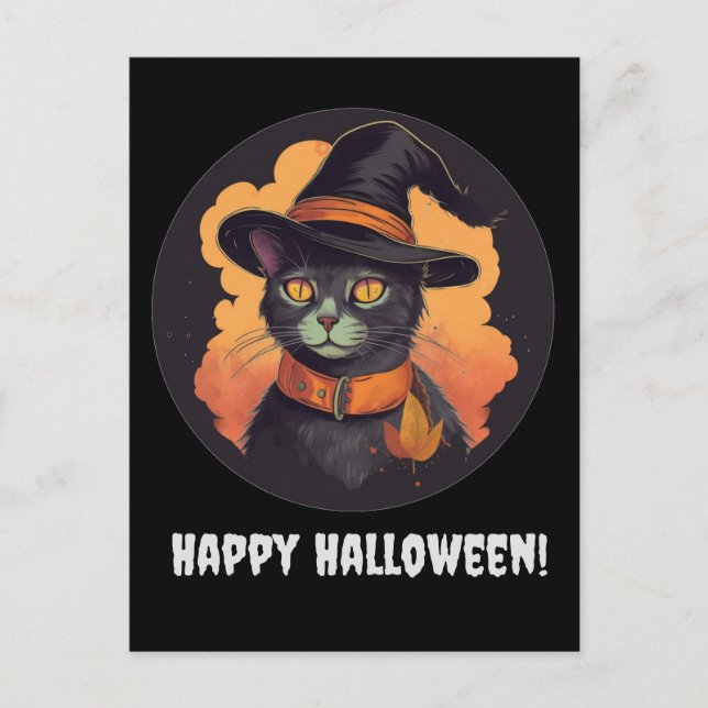Halloween Kattunge Vykort (Framsida)