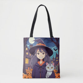 Halloween Kattunge & Witch Bus eller godis Tygkasse