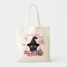 Halloween Kattunge Witch Candy Tote Bag Tygkasse