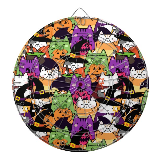 Halloween Kawaii Cat Mönster Darttavla (Framsidan)