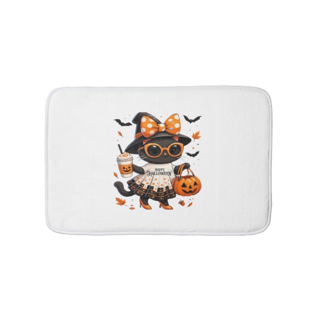 Halloween Kawaii Cat - Viktklatt med Pumpkin och Badrumsmatta (Framsidan)