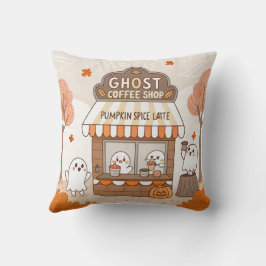 Halloween Kawaii Ghost Barista Illustration Kudde