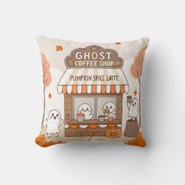 Halloween Kawaii Ghost Barista Illustration Kudde