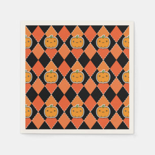 Halloween Kawaii Jack-o-lantern Argyle Pappersservett