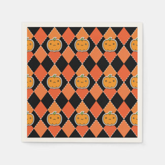 Halloween Kawaii Jack-o-lantern Argyle Pappersservett