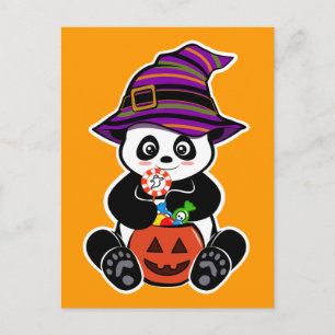 Halloween kawaii Panda med candies Vykort