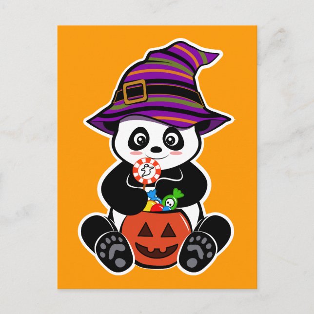 Halloween kawaii Panda med candies Vykort (Framsida)