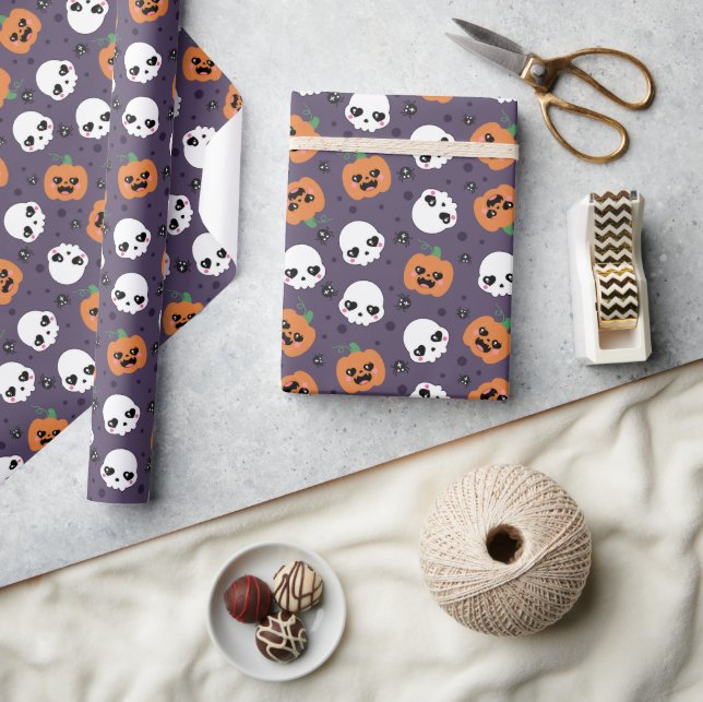 Halloween Kawaii Pattern Presentpapper (Hantverk)